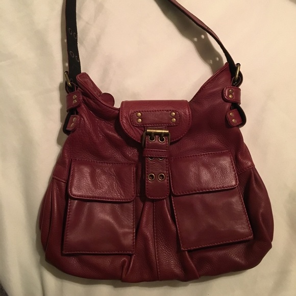 BCBGMAXAZRIA Pebble Dark Red Leather Shoulder Bag - Picture 2 of 7